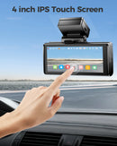 AZDOME M580 Pro 5K 3 Channel Dash Cam, Built-in WiFi GPS, 64GB Card Included, 4'' Touch Screen, WDR, IR Night Vision, Parking Mode