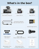 AZDOME M580 Pro 5K 3 Channel Dash Cam, Built-in WiFi GPS, 64GB Card Included, 4'' Touch Screen, WDR, IR Night Vision, Parking Mode