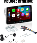 Planet Audio P90CPA Apple CarPlay Android Auto Car Receiver - Single Din Chassis with 9 Inch Capacitive Touchscreen, Bluetooth, USB, No CD DVD, Multicolor Illumination