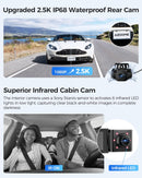 AZDOME M550 Pro 4K 3 Channel Dash Cam, Built-in WiFi GPS, 64GB Card Included, 3.19" IPS Screen, WDR, IR Night Vision, Parking Mode