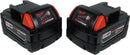 Milwaukee Tool M18 18V Lithium-Ion Extended Capacity (XC) 5.0 Ah REDLITHIUM Battery (2 Pack) 48-11-1852