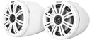 Kicker 46KMFC65W KMFC65 (165mm) Flat-Mount Marine Cans with 45KM654L speaker pair; white grill on white can - Bass Electronics