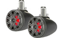 Kicker 45KMTC65 KMTC65 (165mm) Loaded Marine Cans with 45KM654L speaker pair; charcoal grill on black can - Bass Electronics