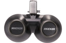 Kicker 45KMTDC65 KMTC65 (165mm) Loaded Marine Dual Cans with 45KM654L speaker pairs; charcoal grill on black can - Bass Electronics